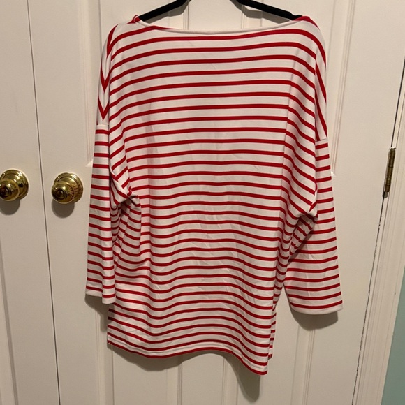 Oversized Nanette Lepore Red and White Striped Sweatshirt - Picture 5 of 6